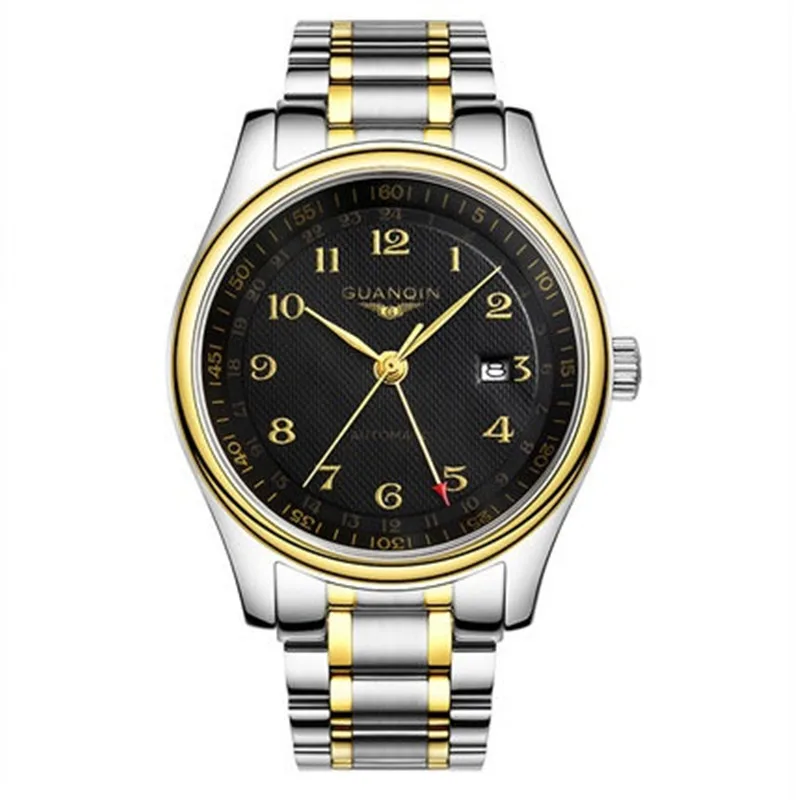 Бренд GUANQIN часы Мужские механические часы 30 м водонепроницаемые GUANQIN часы мужские роскошные деловые мужские часы мужские наручные часы - Цвет: gold black