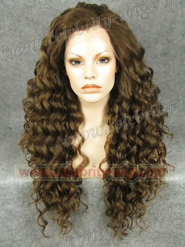 

Afro Kinky Curl Synthetic Lace Front Wig Light Brown Long Curl Wig Free Shipping