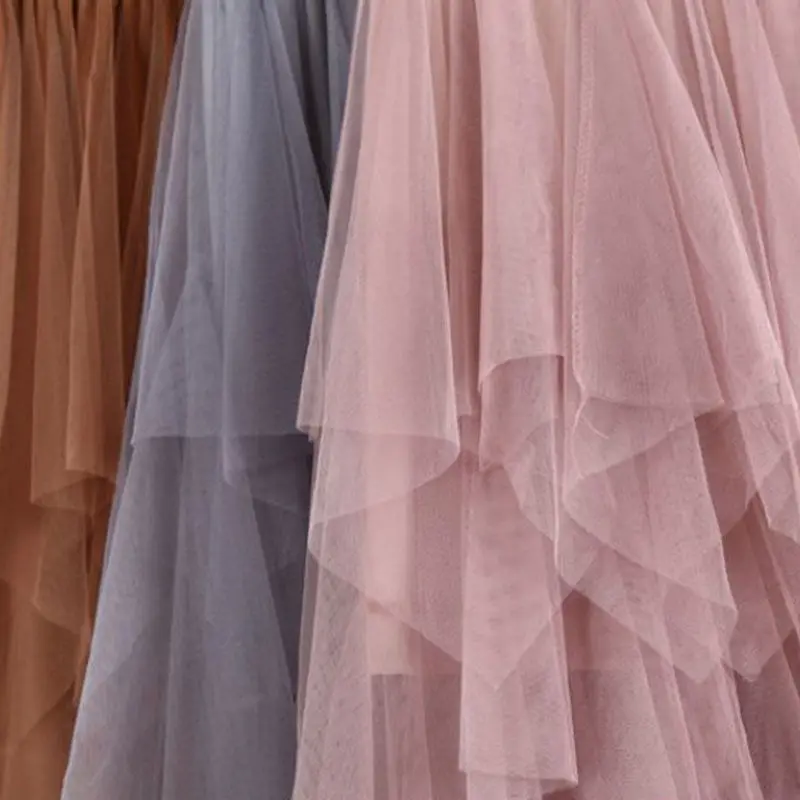 Женская Асимметричная сетчатая юбка 2019, женские вечерние юбки, юбка-пачка, модная эластичная длинная юбка из тюля с высокой талией