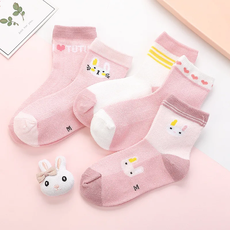 Новые летние детские носки хлопковые дышащие носки с сеткой для студентов тонкие носки с рисунками для мальчиков и девочек - Цвет: Rabbit