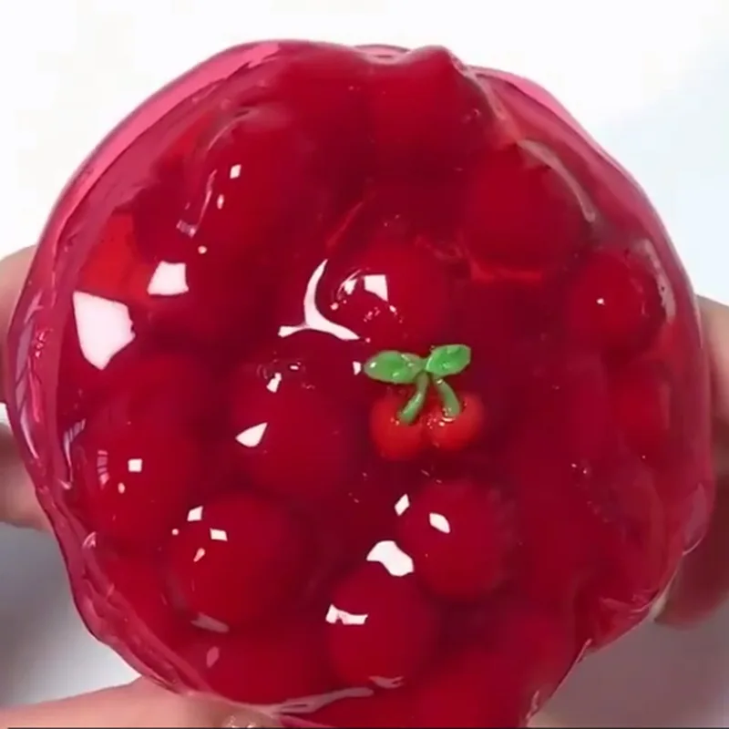 

AFDSWG Slime crystal mud sponge red cherry transparent mud cotton mud poke mud squishy slime squishies toy squeeze