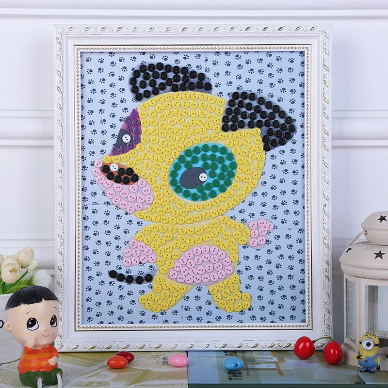 

Children diy dog handmade material package educational toys button puppy stickers kindergarten homework button painting