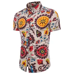 2019 летняя новая мужская Повседневная рубашка с коротким рукавом с цветочным принтом Гавайская пляжная модная трендовая Современная