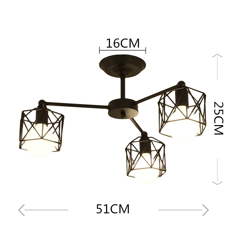 Винтажные люстры с несколькими стержнями из кованого железа, потолочный светильник E27, лампа для гостиной, лампы для домашнего освещения - Цвет абажура: 1836-3light