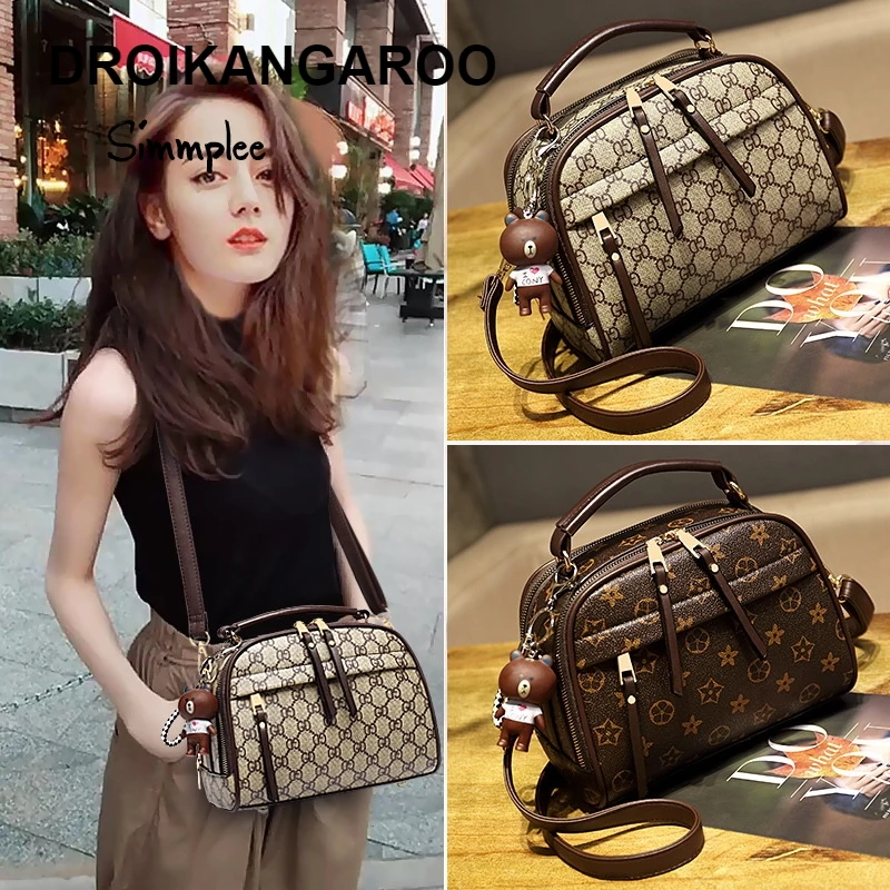 

New genuine cowhide ladies'bag retro-style ladies' fashionable one-shoulder handbag with sloping bag and bucket bag brand