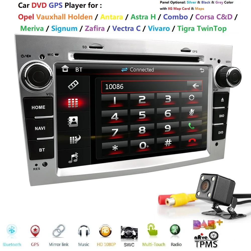 Discount 7" Car DVD 2 Din Stereo for Vauxhall Opel Astra H G Vectra Antara Zafira Corsa  GPS Navi Radio 3color steering wheel Free Camera 2