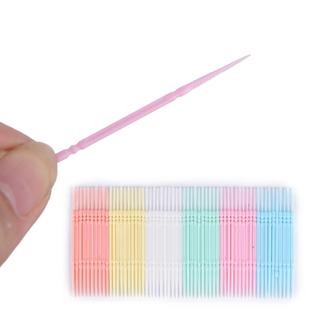

100Pcs/Pack 2-way Oral Dental Picks Plastic Toothpick Oral Dental Picks Eco-Friendly Disposable Tooth Picks