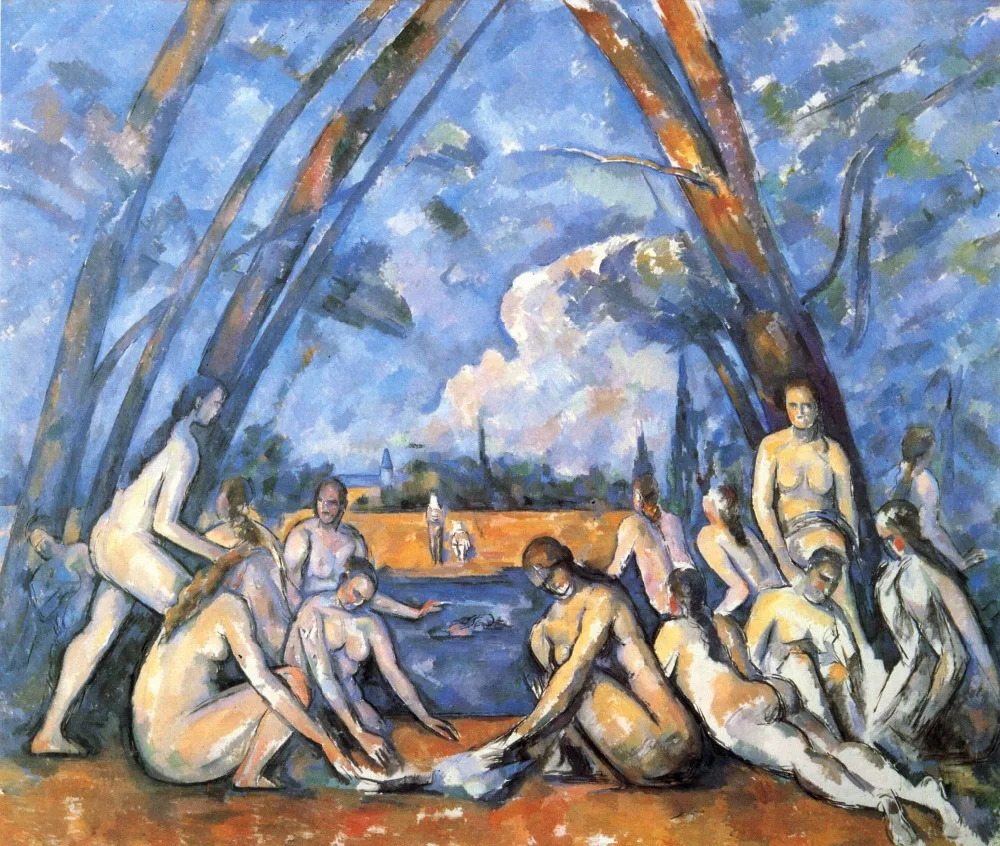 

100% hand made Oil Painting Reproduction on linen canvas,large-bathers-1906 by paul Cezanne,landscape oil paintings