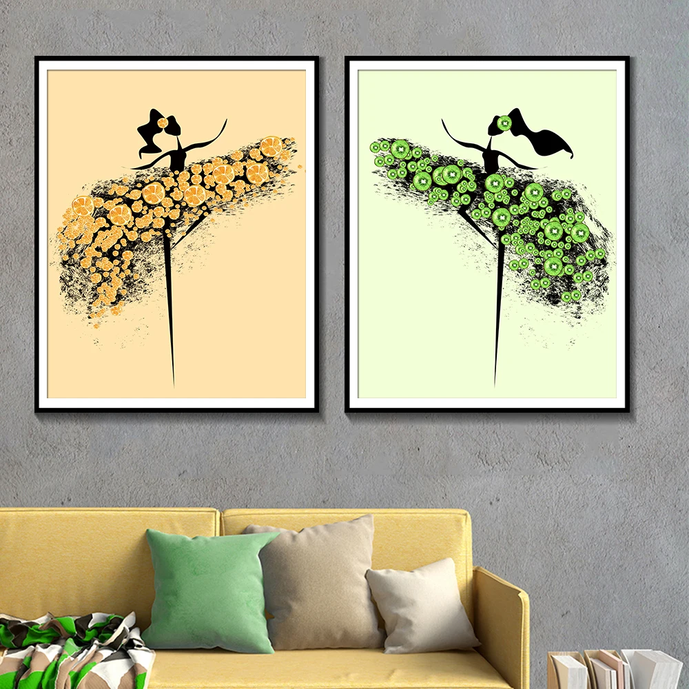 

Abstract Dancer Wall Art Posters And Prints Fruit Watercolor Canvas Painting Modern Minimalist Home Decoration