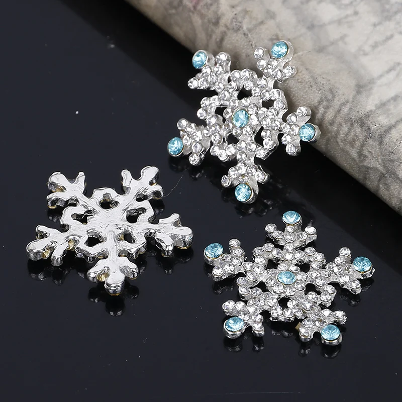 

2015News 50Pcs Christmas Snowflake Rhinestone Button/Buckle handmade Button DIY accessories HZ172