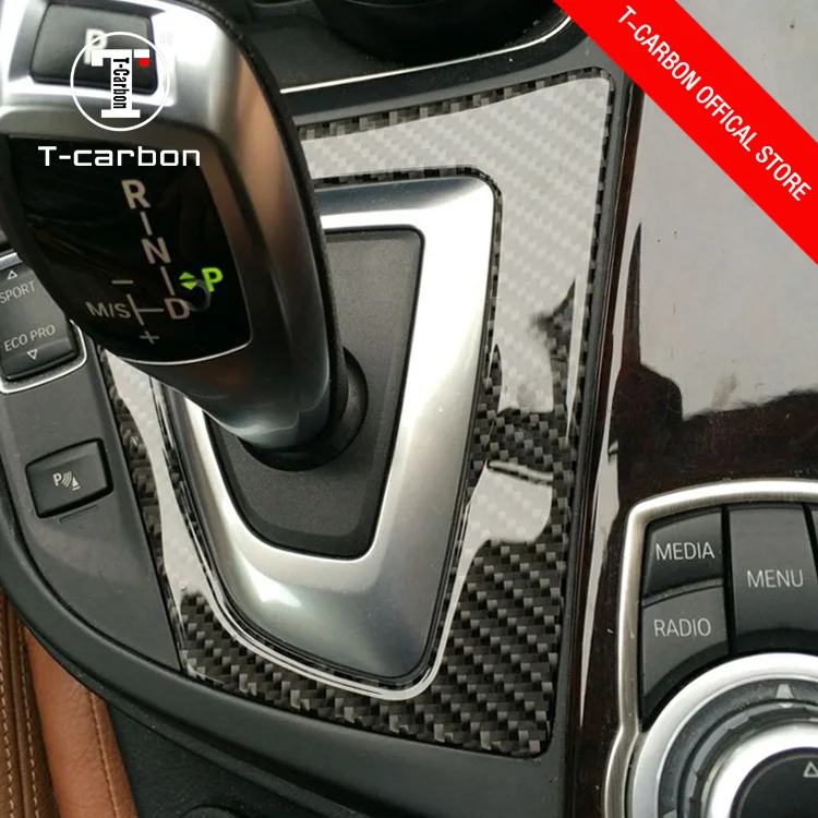 T-CARBON Fiber Style Gear Box Panel Cover Decorative sticker For BMW F30