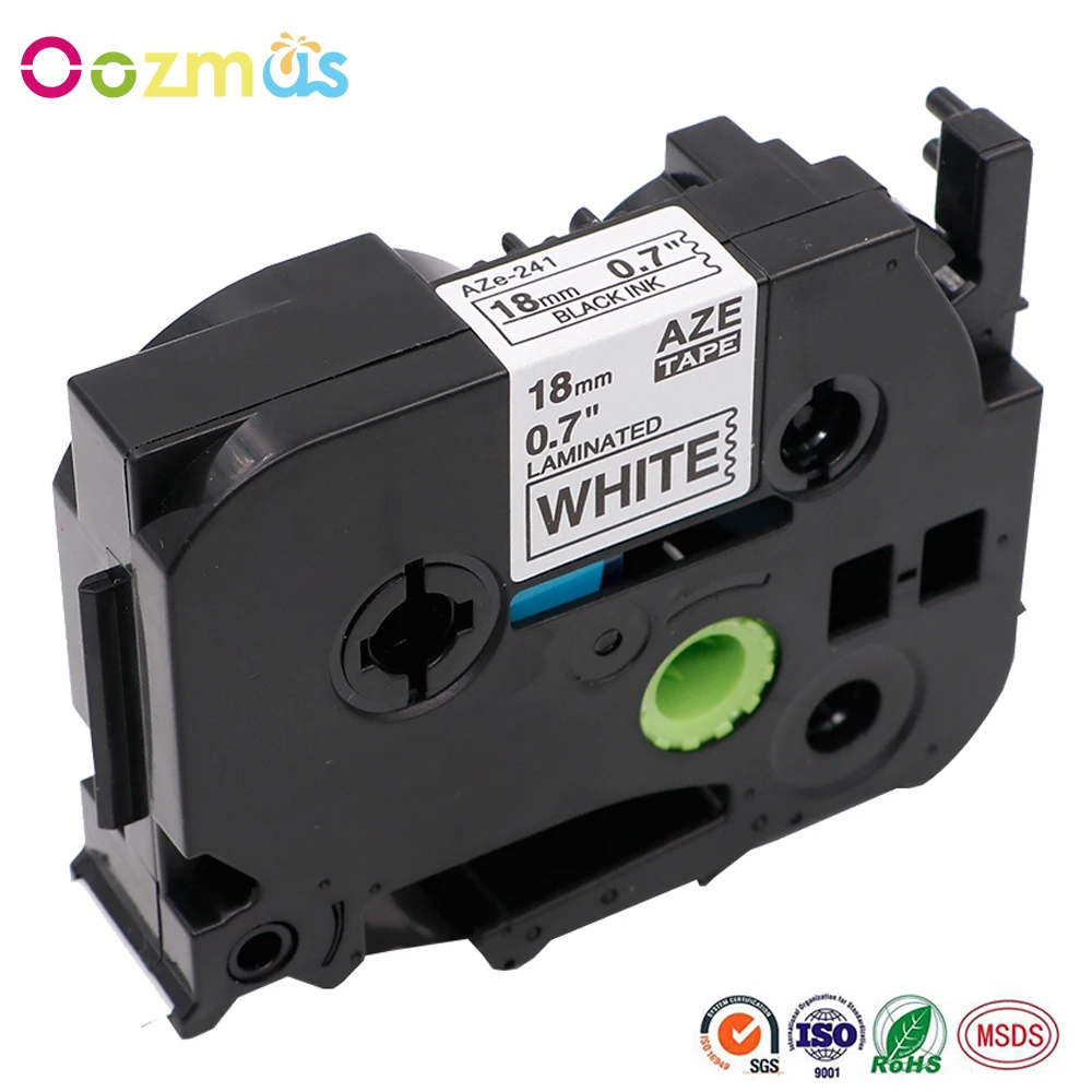 

Oozmas Compatible Brother P-touch tape 18mm TZe 241 TZ 241 Black on White Printer Paper Sticker Water Resistant