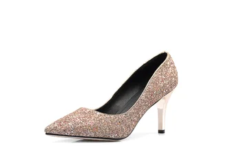 

In 2018 the spring and autumn period and the sexy fine with high heels pointed sequins 32-42 size shallow mouth bride