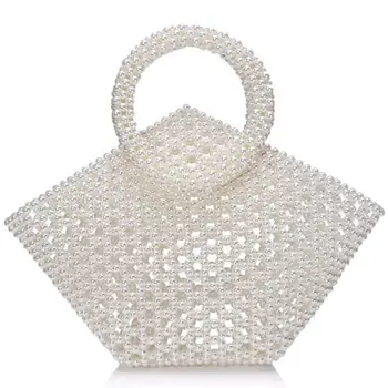 

New Pearl Bag Female Messenger Woven Bag Net Red Ins Handmade Bag Wild Handbag