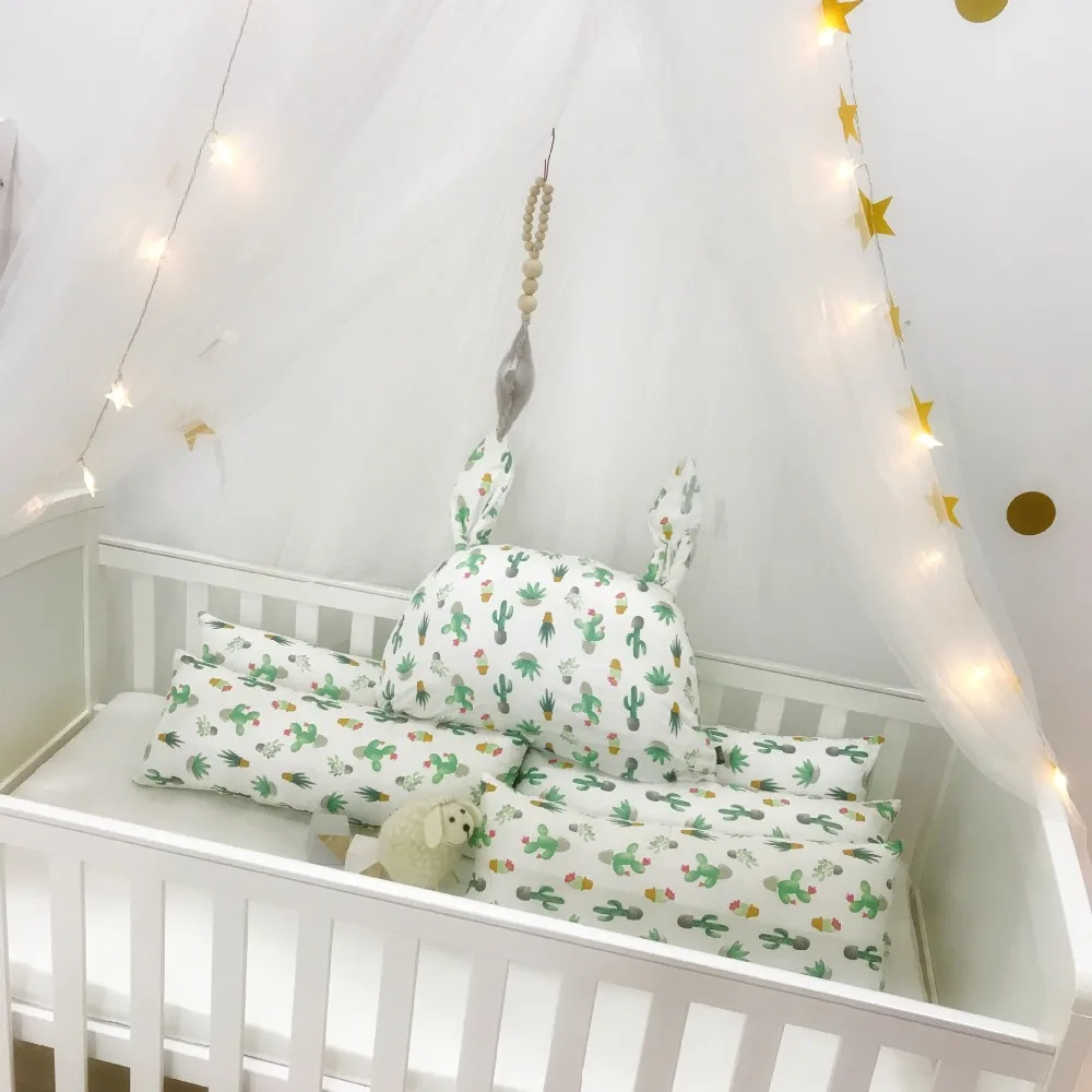 Baby Cot Bed Bumper Set Newborn Crib Accessories Long Pillow For Bed Room Decor Baby Bedding Beds Linen Set Baby Products Cotton 10