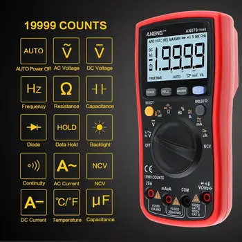 

Genuine ANENG Original AN870 19999 COUNTS True-RMS Auto Range LCD Digital Multimeter Voltage Ammeter Current Meter High Quality