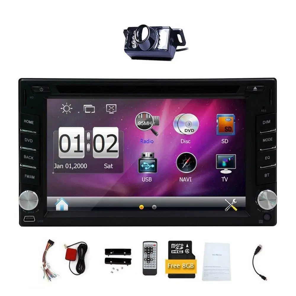 

Free GPS 6.2" Double 2 DIN Car multimedia DVD CD Video Player Bluetooth GPS Navigation Digital Touch Screen Car Stereo Radio PC