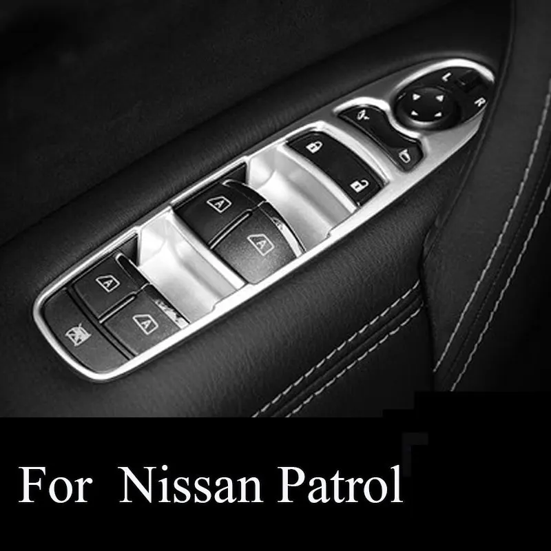 

For NIssan Patrol Armada Y62 2017 2018 auto Accessories styling ABS Chrome Car Door and window glass lifting switch Cover Trim