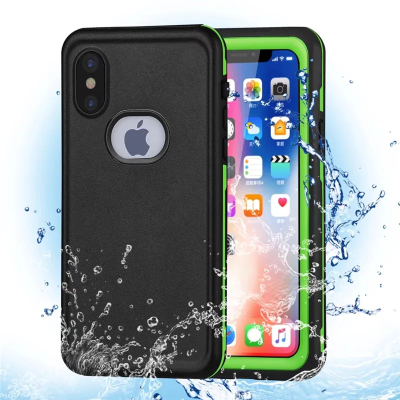 Зеленый IP-68, подводный водонепроницаемый чехол для iPhone x 10, для дайвинга, плавания, чехол для телефона, sUltra, тонкий, ТПУ, полная защита, задняя крышка - Цвет: Зеленый