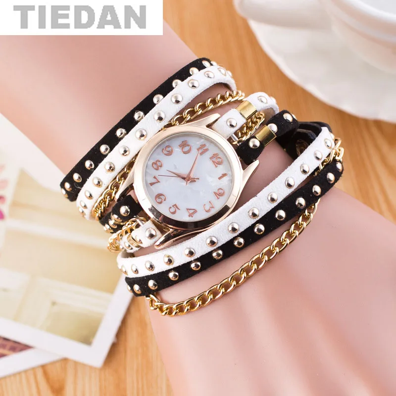 TIEDAN Brand Double Colors Bracelet Wristwatches Quartz Watches for