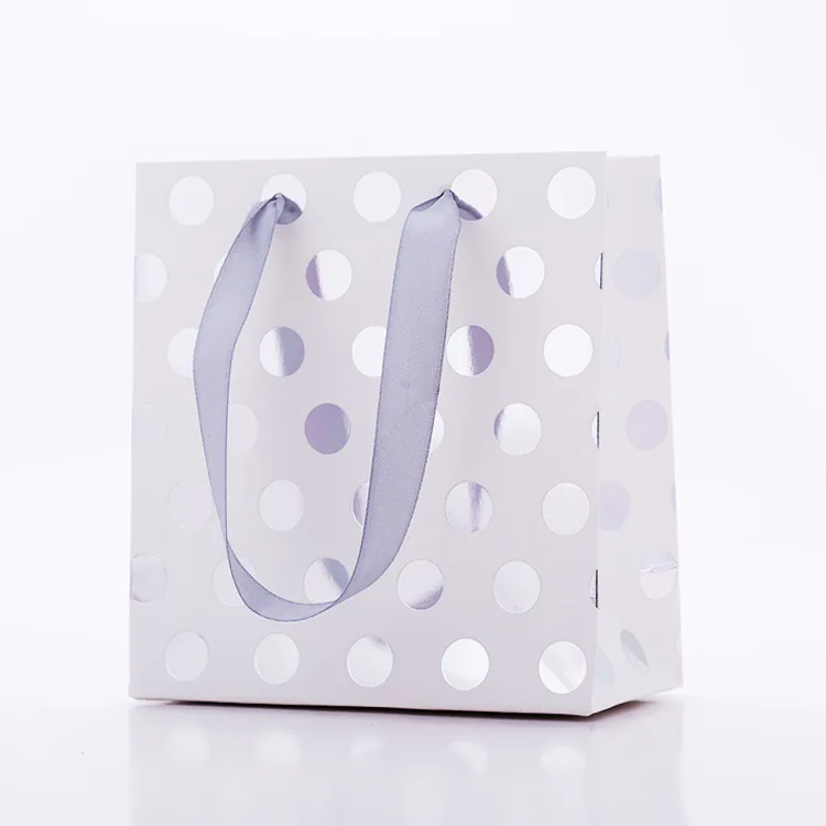 10 шт бумажные подарочные пакеты с ручками для свадьбы, дня рождения, вечеринки, сувениры, маленькие сумки, подарок, косметика, ювелирные изделия, крафт-бумага, мешок для конфет - Цвет: Silver dots