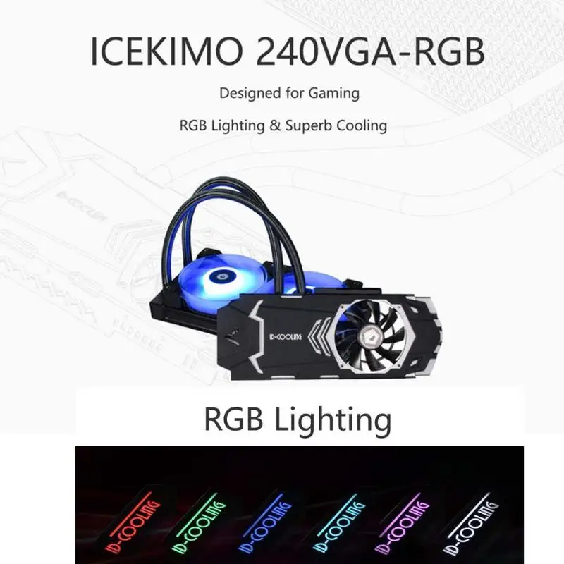 ID-COOLING ICEKIMO 240VGA-RGB Видеокарта кулер для воды для GeForce/AMD двойной шарикоподшипник энергосберегающий 3Pin интерфейс Coolin