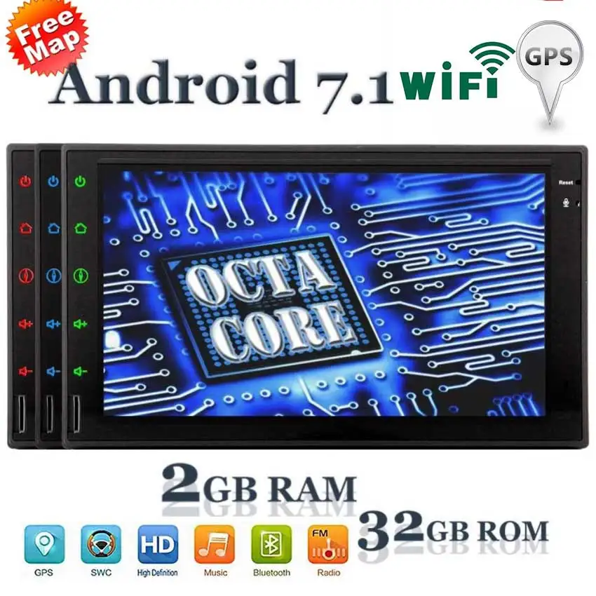 

EinCar Android 7.1 Quad Core Car Stereo GPS Navigation 2Din Touch Screen Head Unit Audio Radio Receiver Support 1080P Video WiFi