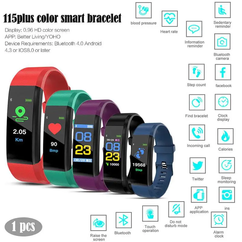 BEESCLOVER Смарт Браслет Фитнес Пульс кровяное давление шагомер спортивные умные часы для мужчин и женщин для Android IOS r15