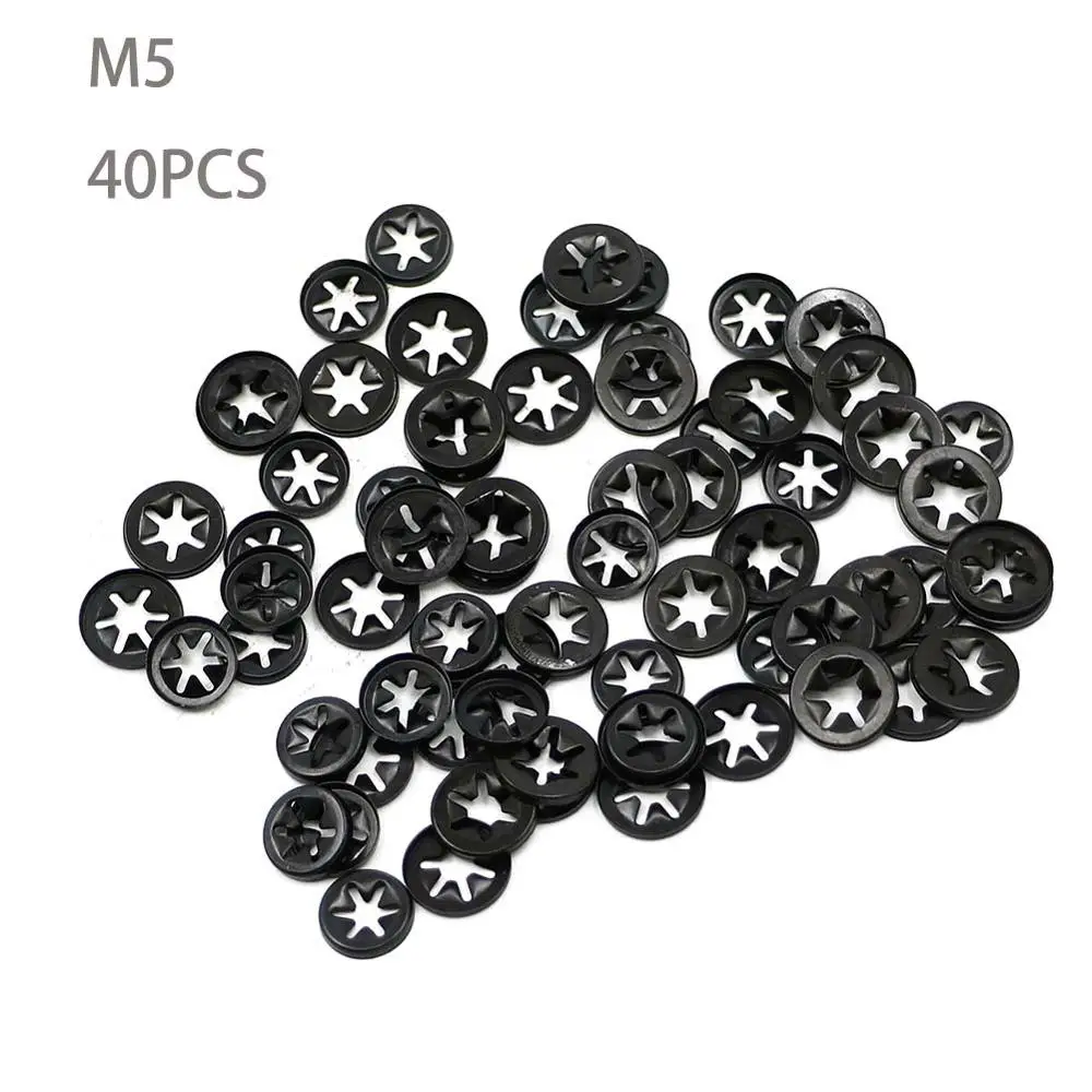 10-40 PCS M5*14*0.25 Quicklock Starlock Nut Push On Retainer Washer Assortment Quenching Smooth Speed Lock Locking Hardware Tool |