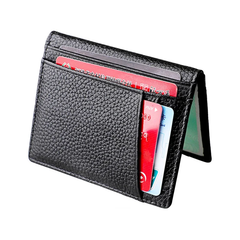

Genuine Leather ID Card Holder Fashion Film Window Premium Business Name Card ID Wallet Multi Slots Package Customize name logo