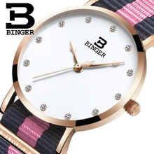 Switzerland BINGER women watches luxury brand ultrathin limited edition Waterproof lovers s quartz Wristwatches B 3050W