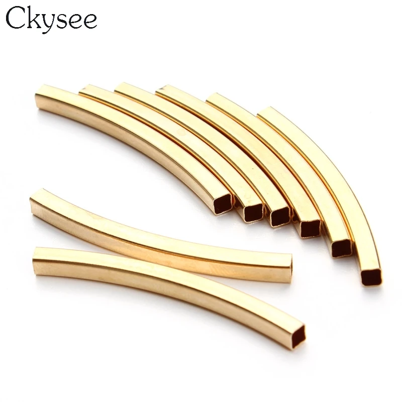 

30pcs/lot Gold Color Square Curved Tube Connectors Metal Copper Spacer Beads 2mm Hole for DIY Bracelet Jewelry Accessories