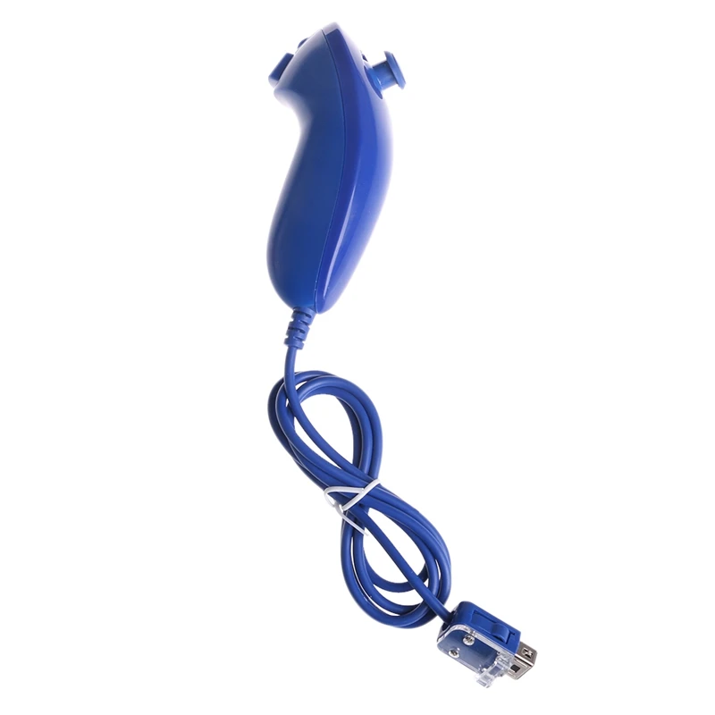 Розовый мини Nunchuck Nunchuk Пульт дистанционного управления для консоли nintendo wii - Цвет: Deep blue