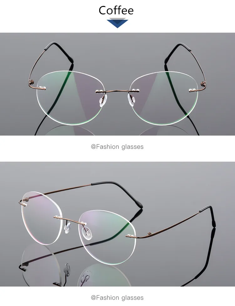 Титановые очки, оправа без оправы, женские очки, круглые очки для мужчин, близорукость, оптические очки по рецепту, Корейская оправа для очков