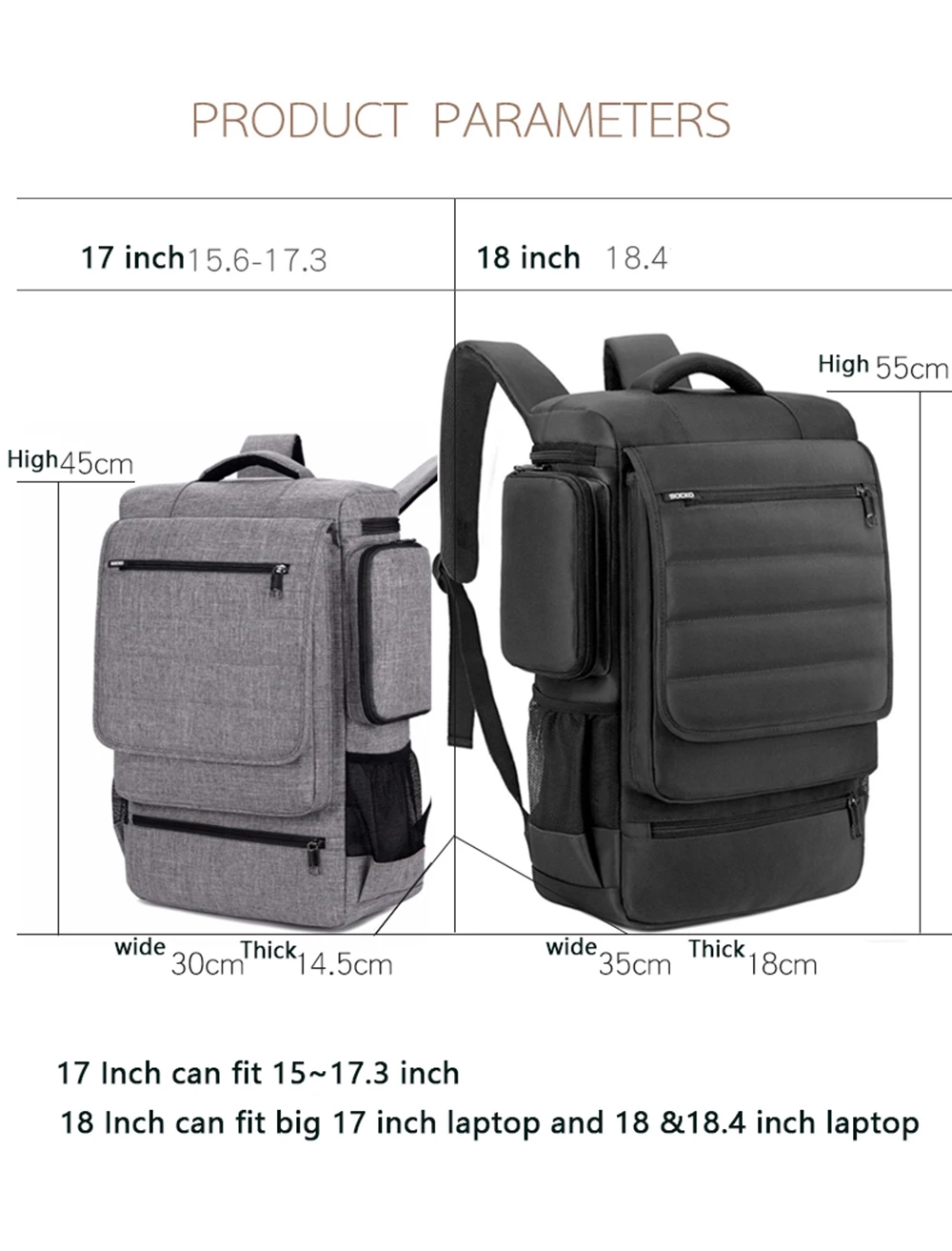 Gran mochila para portátil 18 18,4 pulgadas Bolsa de la escuela para Macbook Pro hombre las mujeres de gran capacidad de viaje bolsa para lenovo sony - 6