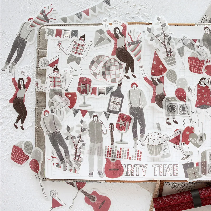 

50 Pcs/pack Party Night Paper Sticker Decoration Diy Scrapbooking Sticker Stationery Kawaii Diary Label Sticker