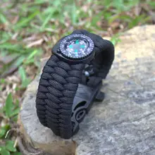 Compás 5 en 1 Pulsera de Cuerda Paraguas Paraguas Cuerda Supervivencia Camping Silbato Extraíble Paracord Pulsera Envío Gratis Z605
