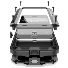 For Apple iphone 7 plus Luxury doom armor Dirt Shock Waterproof Metal Aluminum Phone Case For SE 5 5S 6 6S Plus +Tempered glass