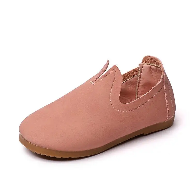 Весенняя обувь на плоской подошве для девочек, кожаные туфли принцессы кеды простой зеленого цвета с квадратным носком; студентов, мягкая подошва, Детские детской обуви - Цвет: Розовый