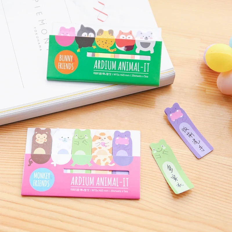 2 шт./лот Kawaii Animal Cat Monkey Frog MemoPads Липкие заметки для детей школьные и офисные