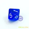 Bescon Polyhedral 10 Sides Dice with Number 1-10, Blue Transparent 10 Sided Dice, 10 Sides Cube 1-10, 10pcs Set 4