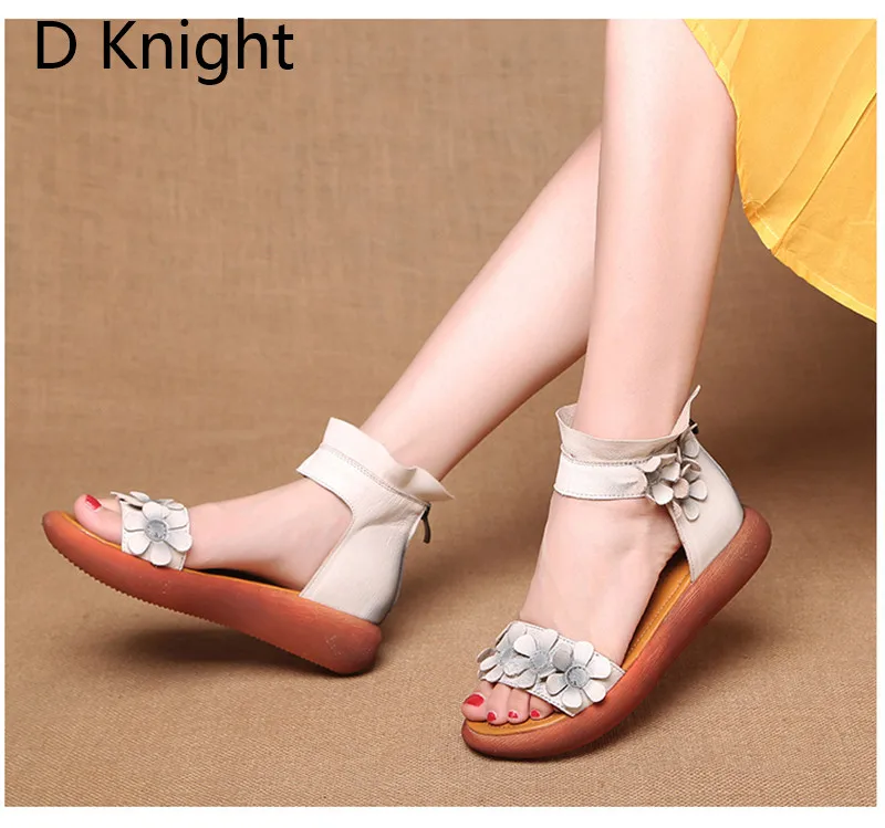 Plus Size Summer Women Sandals Vintage Flower Casual Wedges Heel Platform Shoes Roman Ankle Strap Cow Leather Sandal Women Shoes (13)