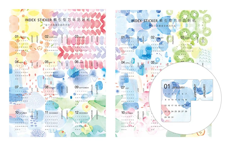 2 шт./компл. красочные индекс вечный календарь декоративные Стикеры Дневник Блокнот ручной работы этикетка DIY канцелярские наклейки