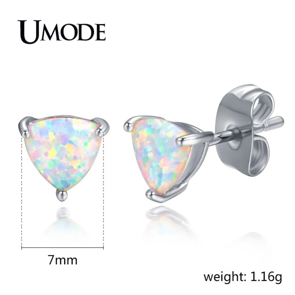 UMODE White Gold Color Trillion Opal Stud Earrings for Women 2018 Fashion Boucle D'Oreille Pendiente Mujer Moda Bijoux AUE0391B
