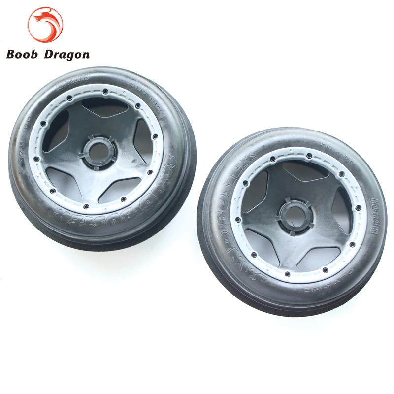 

FVITEU Rubber Sand tire front completed set with black rim for HPI BAJA 5B Parts Rovan King Motor