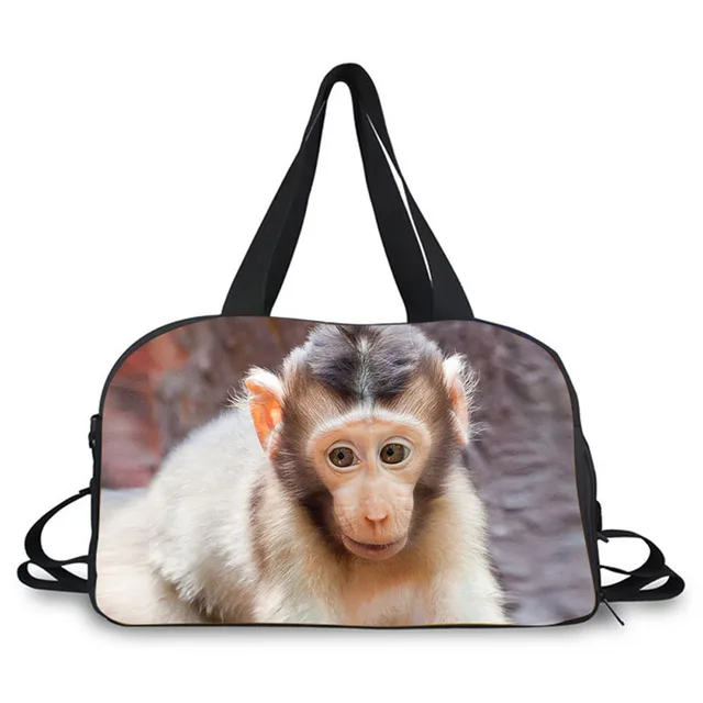 AnyFocus brand handbag Men women bags, Animal monkey print bag luggage