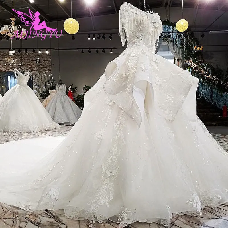 

AIJINGYU Peach Wedding Dresses Lace Bridal Robes 2019 Frocks White And Tulle Long Sleeve Sexy Popular Gown Sell Wedding Dress