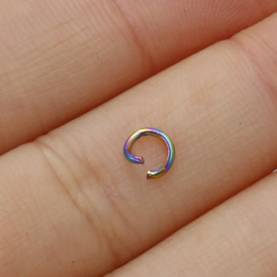 Jaymaxi 1*5 мм Открытое кольцо-Прыжок радужного цвета из нержавеющей стали, сделай сам, ювелирное изделие, находящее открытые одиночные петли, разделенное кольцо 100 шт./лот