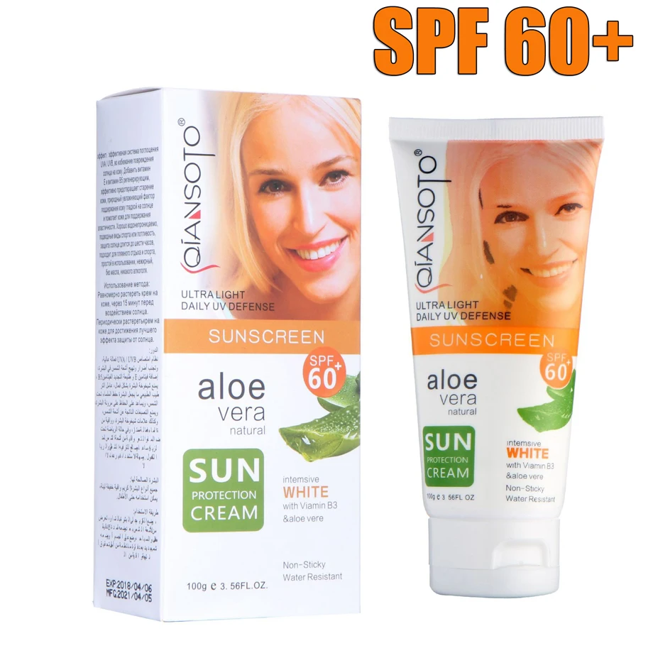 

Aloe SPF60 Sunscreen Cream Women UV Radiation Sun Protective Facial Whitening Cream Moisturizing Remove Sun Marks Cream