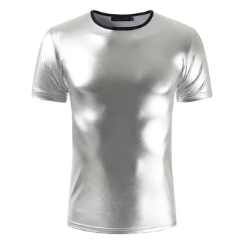 

2019 new Pure color Design Smooth surface Euro code Summer Man Short sleeve Bright side T-shirt men Short sleeve Leisure T-shirt